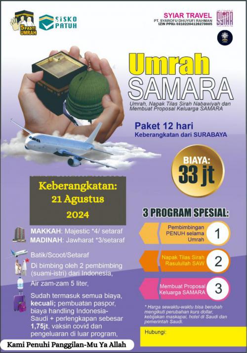 Umroh Samara 21 Agustus 12 Hari Start Surabaya