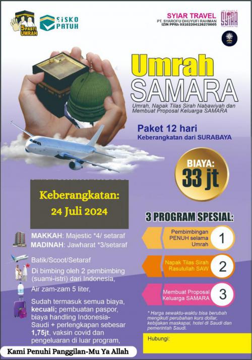 Umroh Samara 24 Juli 12 Hari Start Surabaya